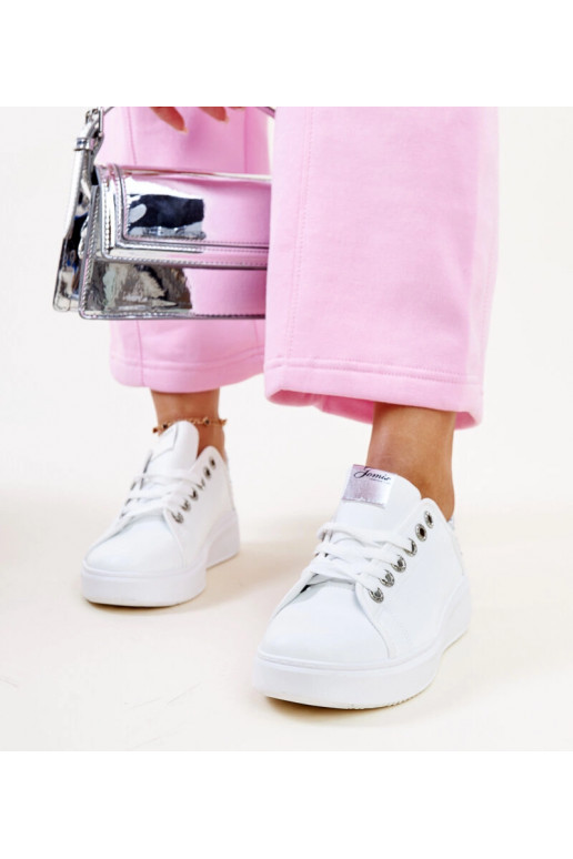 Weiß-silberne Sneakers mit Zirkonia...