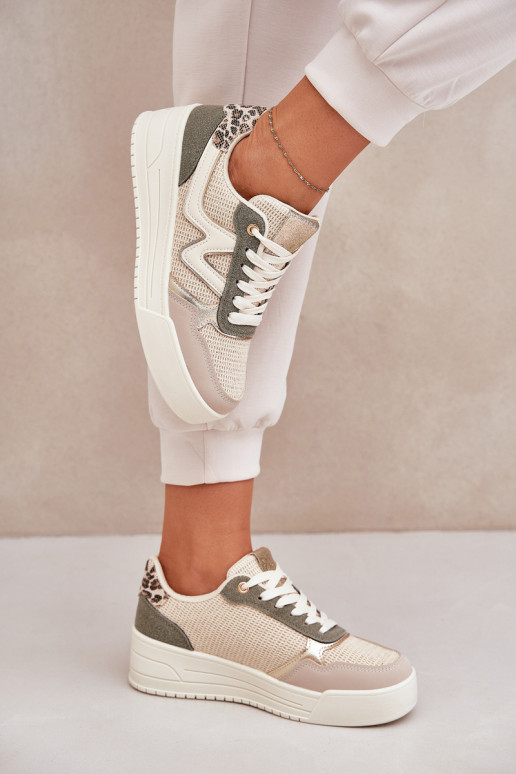 Turnschuhe Feminin mit einer Plattform mit Leopardenfellmuster grüne Farbe Lorori Turnschuhe Feminin mit einer Plattform mit Leopardenfellmuster grüne Farbe Lorori