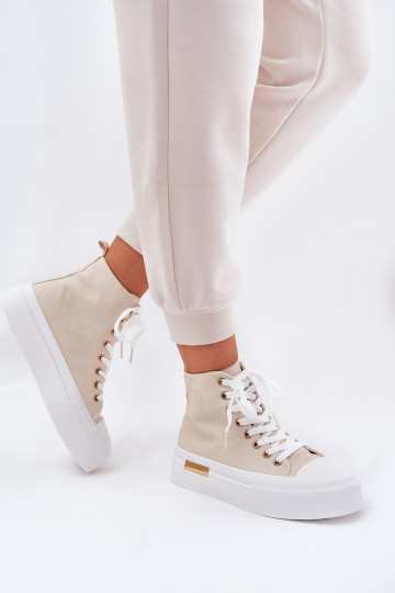 Freizeitschuhe mit Sohle Feminin mit einer Plattform Beige Laviriona