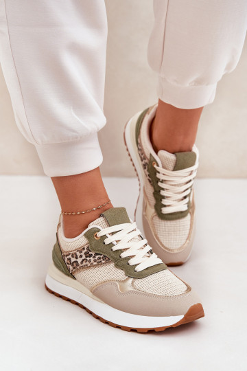 Damen Sneakers mit Plattform und Muster in Grün Davinara