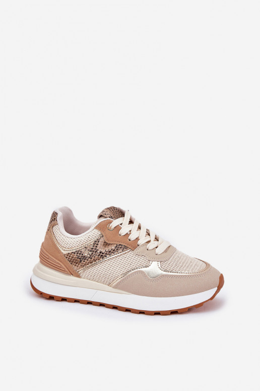 Turnschuhe Feminin mit einer Plattform Tiermuster Beige Davinara