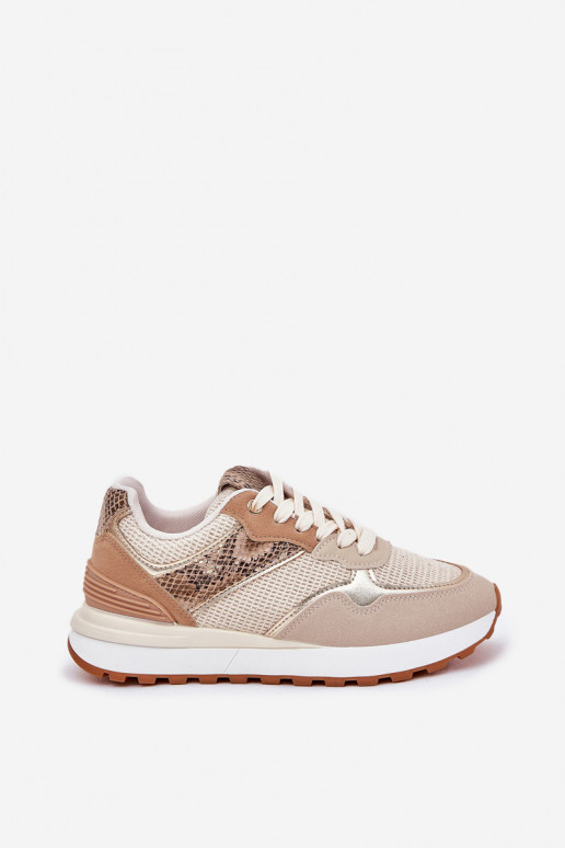 Turnschuhe Feminin mit einer Plattform Tiermuster Beige Davinara