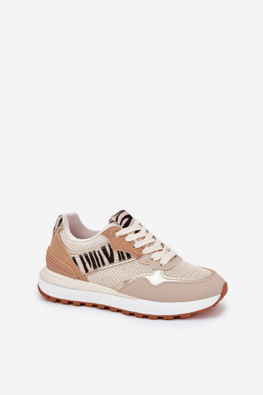 Turnschuhe Feminin mit einer Plattform Zebra Beige Davinara Turnschuhe Feminin mit einer Plattform Zebra Beige Davinara