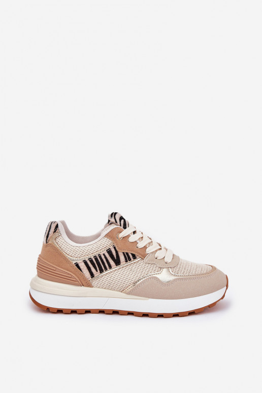 Turnschuhe Feminin mit einer Plattform Zebra Beige Davinara Turnschuhe Feminin mit einer Plattform Zebra Beige Davinara