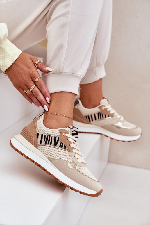 Turnschuhe Feminin mit einer Plattform Zebra Beige Davinara Turnschuhe Feminin mit einer Plattform Zebra Beige Davinara