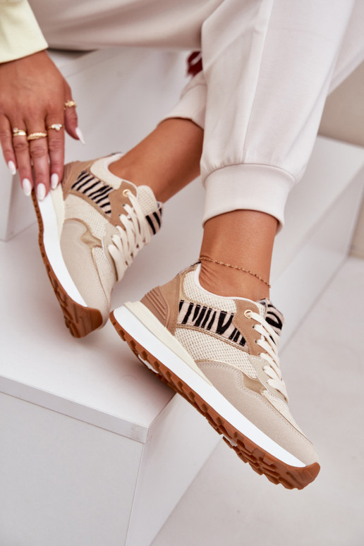 Turnschuhe Feminin mit einer Plattform Zebra Beige Davinara Turnschuhe Feminin mit einer Plattform Zebra Beige Davinara