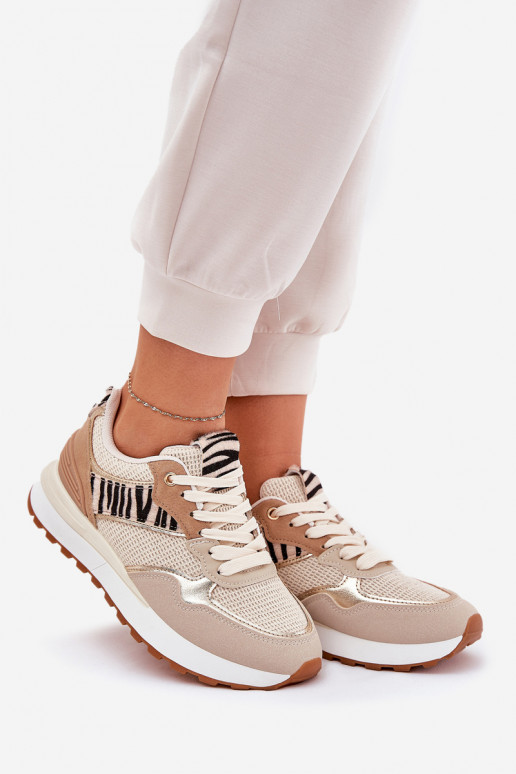 Turnschuhe Feminin mit einer Plattform Zebra Beige Davinara Turnschuhe Feminin mit einer Plattform Zebra Beige Davinara
