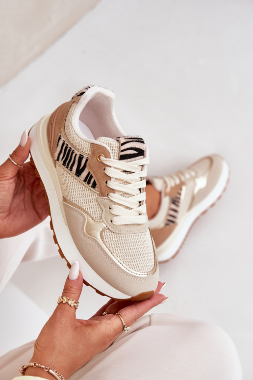 Turnschuhe Feminin mit einer Plattform Zebra Beige Davinara Turnschuhe Feminin mit einer Plattform Zebra Beige Davinara