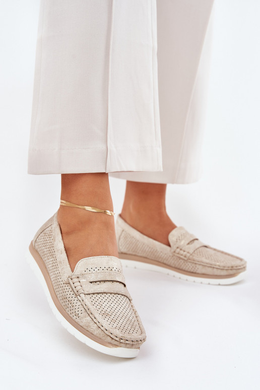 Damen-Mokassins aus Kunstleder in Goldfarbe Bralithia Damen-Mokassins aus Kunstleder in Goldfarbe Bralithia