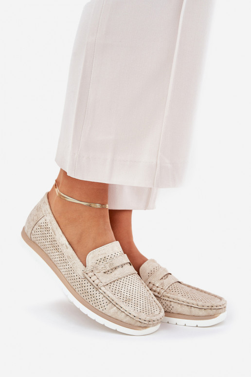 Damen-Mokassins aus Kunstleder in Goldfarbe Bralithia Damen-Mokassins aus Kunstleder in Goldfarbe Bralithia