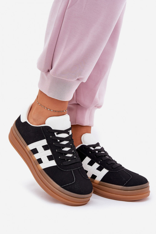 Sneakers Stilvollllschuhe Feminin mit einer Plattform schZuarze Farbe Syliyana