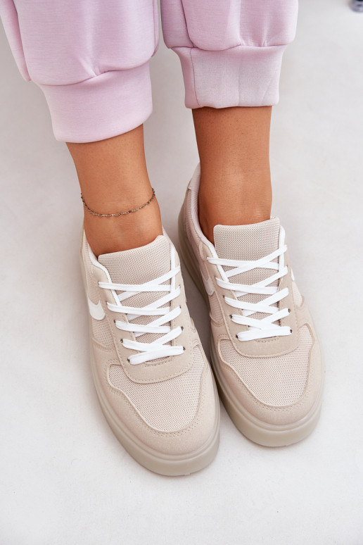 Niedrig Sneakers Stilvollllschuhe Feminin mit einer Plattform Beige Telmira Niedrig Sneakers Stilvollllschuhe Feminin mit einer Plattform Beige Telmira