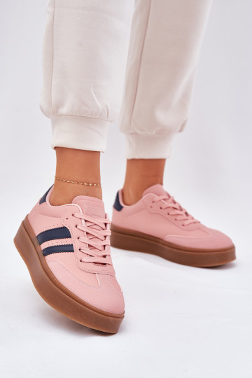 Sneaker-Modell Schuhe mit Plateau aus Eko-Leder rosa Ediriella