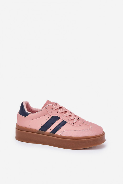 Sneakers Stilvollllschuhe Feminin mit einer Plattform aus Öko-Leder pinke Farbe Ediriella