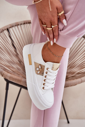 Freizeitschuhe mit einer Plattform Mit Dekorationen Detalem Zueiße Farbe Annisae
