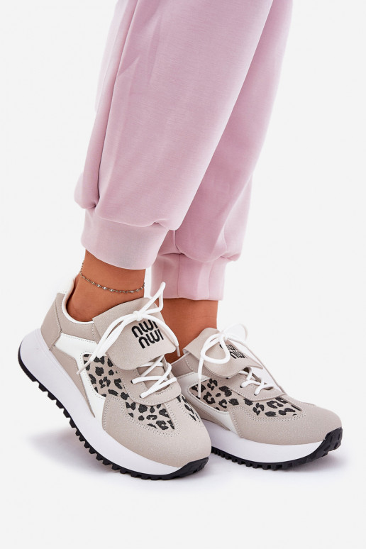 Turnschuhe Sneakers Stilvollllschuhe Feminin mit einer Plattform mit Leopardenfellmuster INeiß-Beige Pumbes Turnschuhe Sneakers Stilvollllschuhe Feminin mit einer Plattform mit Leopardenfellmuster INeiß-Beige Pumbes