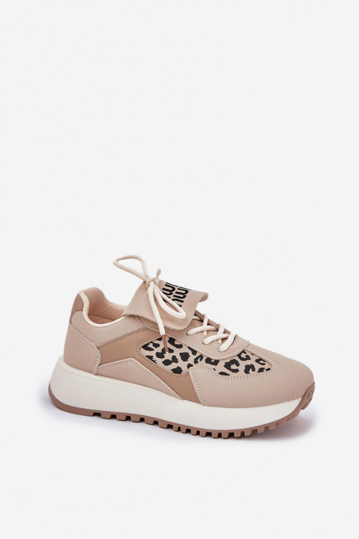 Turnschuhe Sneakers Stilvollllschuhe Feminin mit einer Plattform mit Leopardenfellmuster Beige Pumbes Turnschuhe Sneakers Stilvollllschuhe Feminin mit einer Plattform mit Leopardenfellmuster Beige Pumbes