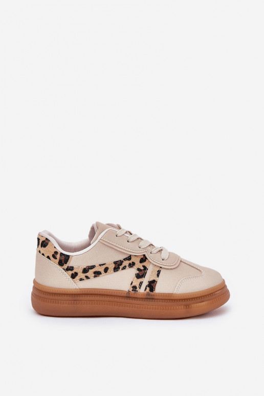 Feminin Sneakers Stilvollllschuhe mit einer Plattform mit Leopardenfellmuster Beige Totter Feminin Sneakers Stilvollllschuhe mit einer Plattform mit Leopardenfellmuster Beige Totter