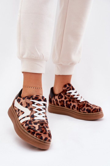 Damen Sneaker-Modell Schuhe mit Plateau mit Leopardenmuster braune Totter 2