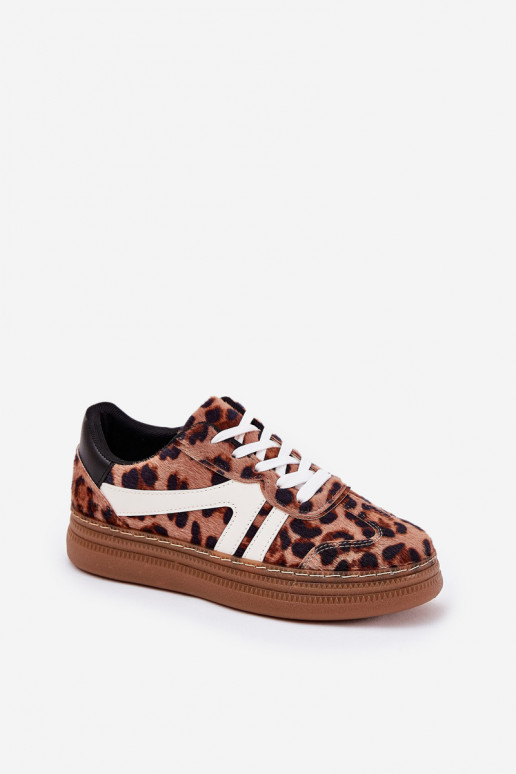 Feminin Sneakers Stilvollllschuhe mit einer Plattform mit Leopardenfellmuster braune Farbe Totter Feminin Sneakers Stilvollllschuhe mit einer Plattform mit Leopardenfellmuster braune Farbe Totter