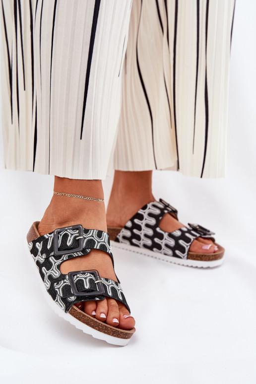 Damenhausschuhe mit Schnallen Und Glitzer S.Barski RB51-006 schZuarze Farbe Damenhausschuhe mit Schnallen Und Glitzer S.Barski RB51-006 schZuarze Farbe