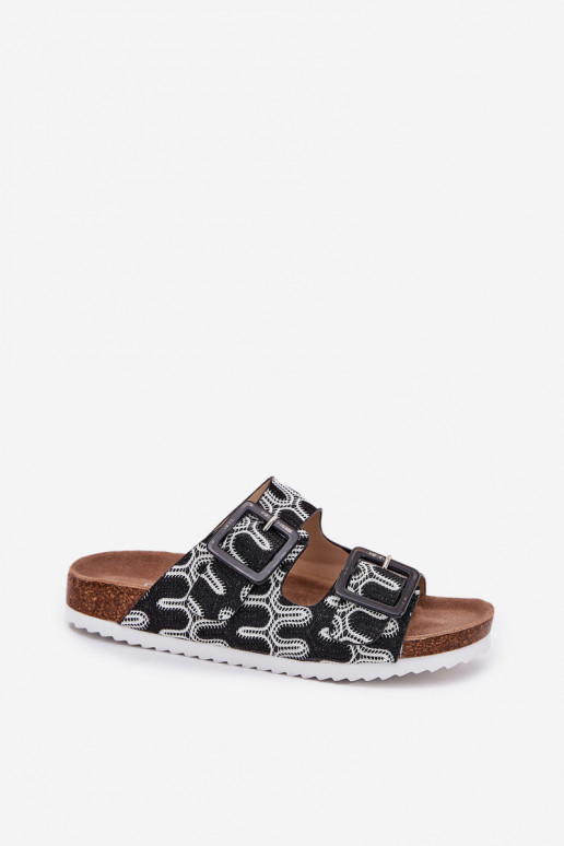 Damenhausschuhe mit Schnallen Und Glitzer S.Barski RB51-006 schZuarze Farbe Damenhausschuhe mit Schnallen Und Glitzer S.Barski RB51-006 schZuarze Farbe