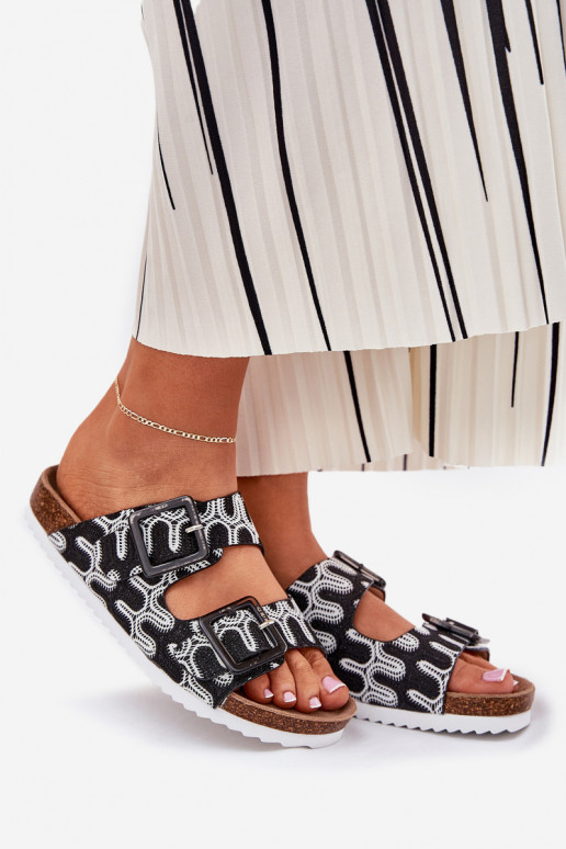 Damenhausschuhe mit Schnallen Und Glitzer S.Barski RB51-006 schZuarze Farbe Damenhausschuhe mit Schnallen Und Glitzer S.Barski RB51-006 schZuarze Farbe