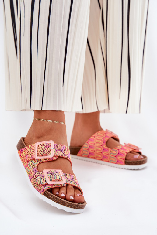 Damenhausschuhe mit Schnallen Und Glitzer S.Barski RB51-006 orange Farbe Damenhausschuhe mit Schnallen Und Glitzer S.Barski RB51-006 orange Farbe