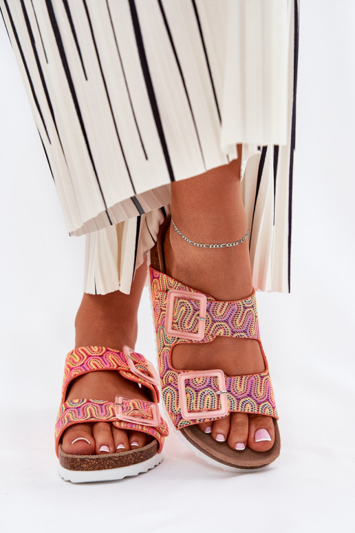 Damenhausschuhe mit Schnallen Und Glitzer S.Barski RB51-006 orange Farbe Damenhausschuhe mit Schnallen Und Glitzer S.Barski RB51-006 orange Farbe