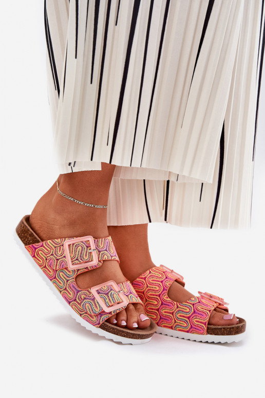 Damenhausschuhe mit Schnallen Und Glitzer S.Barski RB51-006 orange Farbe Damenhausschuhe mit Schnallen Und Glitzer S.Barski RB51-006 orange Farbe