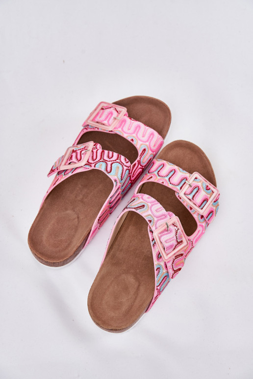 Damenhausschuhe mit Schnallen Und Glitzer S.Barski RB51-006 pinke Farbe Damenhausschuhe mit Schnallen Und Glitzer S.Barski RB51-006 pinke Farbe