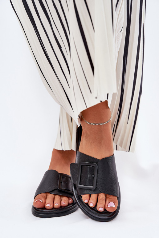 Lederhausschuhe Feminin mit Schnallen D&A SJ2302-01 schZuarze Farbe Lederhausschuhe Feminin mit Schnallen D&A SJ2302-01 schZuarze Farbe