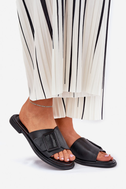 Lederhausschuhe Feminin mit Schnallen D&A SJ2302-01 schZuarze Farbe Lederhausschuhe Feminin mit Schnallen D&A SJ2302-01 schZuarze Farbe