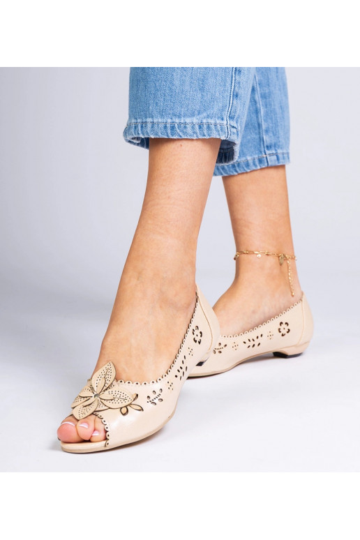 Beige durchbrochene Ballerinas mit...