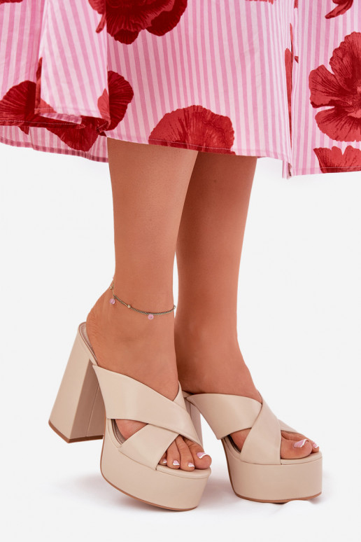 Damenhausschuhe mit einer Plattform I Aufzeichnen Beige Lenobos Damenhausschuhe mit einer Plattform I Aufzeichnen Beige Lenobos