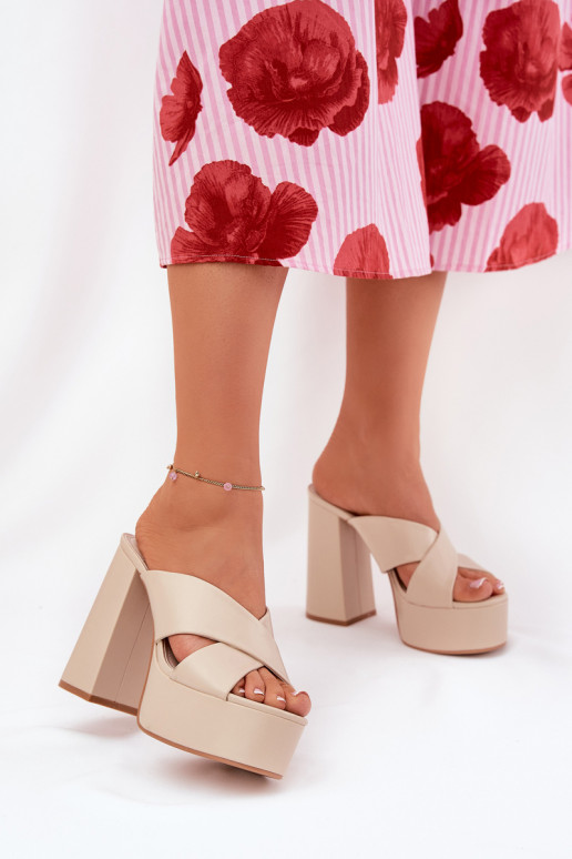 Damenhausschuhe mit einer Plattform I Aufzeichnen Beige Lenobos Damenhausschuhe mit einer Plattform I Aufzeichnen Beige Lenobos