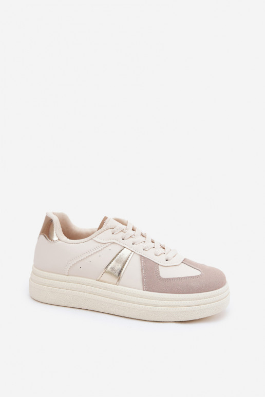 Eko Haut Sneakers Stilvollllschuhe Feminin mit einer Plattform Beige Goriette