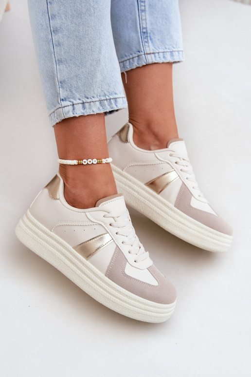 Eko Haut Sneakers Stilvollllschuhe Feminin mit einer Plattform Beige Goriette