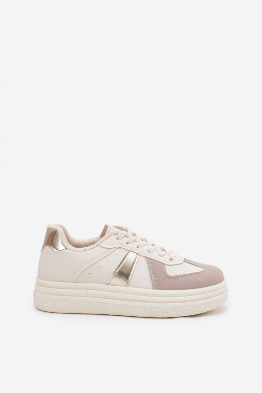 Eko Haut Sneakers Stilvollllschuhe Feminin mit einer Plattform Beige Goriette