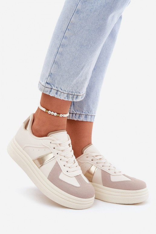 Eko Haut Sneakers Stilvollllschuhe Feminin mit einer Plattform Beige Goriette