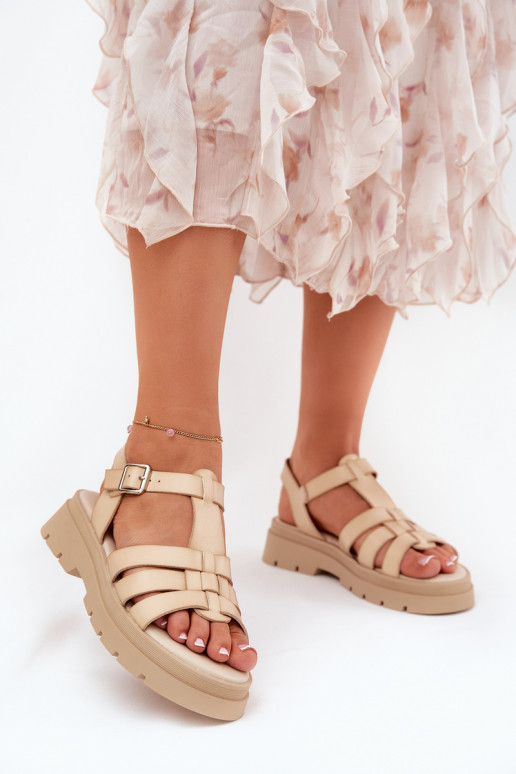 Eko Damensandalen Feminin mit einer Plattform Beige Nendales