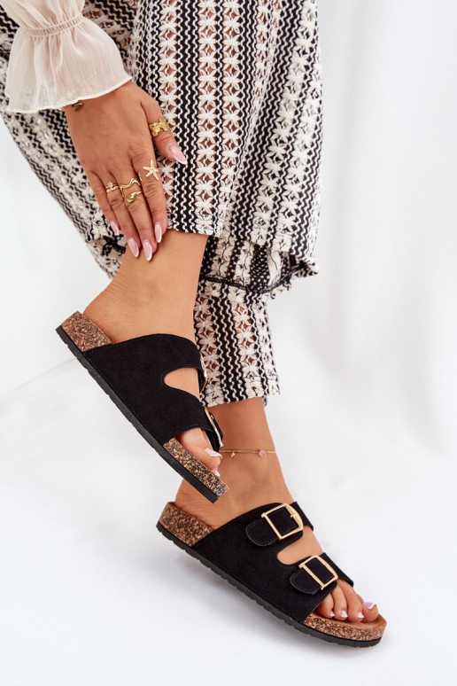 Damenhausschuhe mit einer Plattform Ze goldene Farbemi mit Schnallenmi schZuarze Farbe Lisavionea Damenhausschuhe mit einer Plattform Ze goldene Farbemi mit Schnallenmi schZuarze Farbe Lisavionea