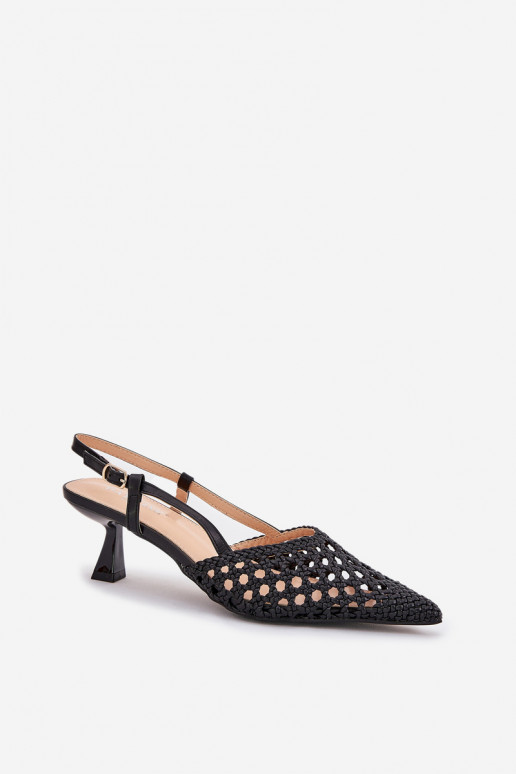 hochhackige Schuhe Ze Szpiczastym Noskiem I Odkrytą Piętą schZuarze Farbe Umirana