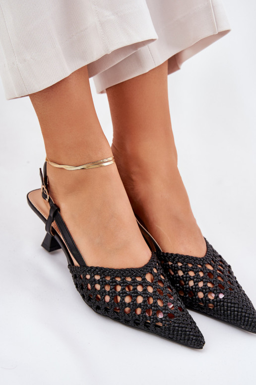 hochhackige Schuhe Ze Szpiczastym Noskiem I Odkrytą Piętą schZuarze Farbe Umirana