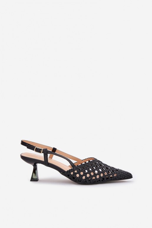 hochhackige Schuhe Ze Szpiczastym Noskiem I Odkrytą Piętą schZuarze Farbe Umirana