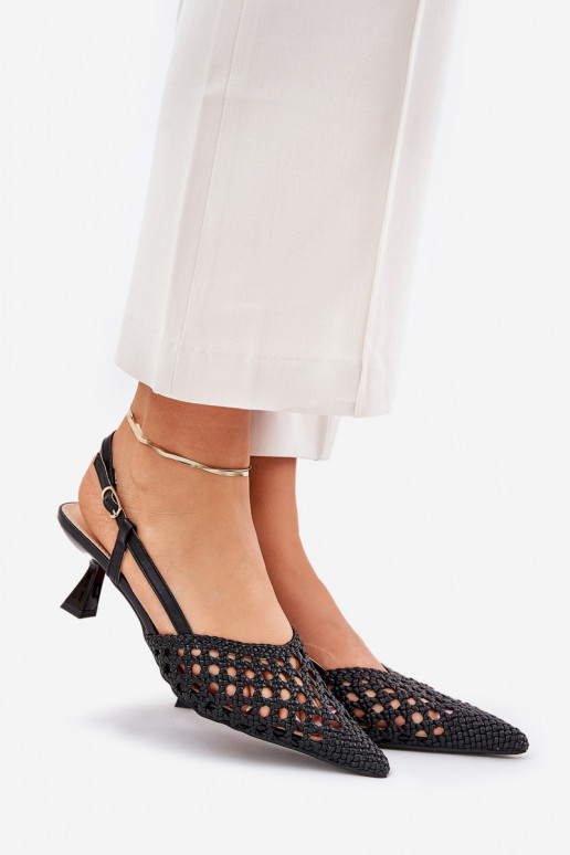 hochhackige Schuhe Ze Szpiczastym Noskiem I Odkrytą Piętą schZuarze Farbe Umirana