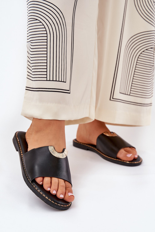 Damenhausschuhe Eko Haut Mit Dekorationeni Detalami schZuarze Farbe Mevith Damenhausschuhe Eko Haut Mit Dekorationeni Detalami schZuarze Farbe Mevith