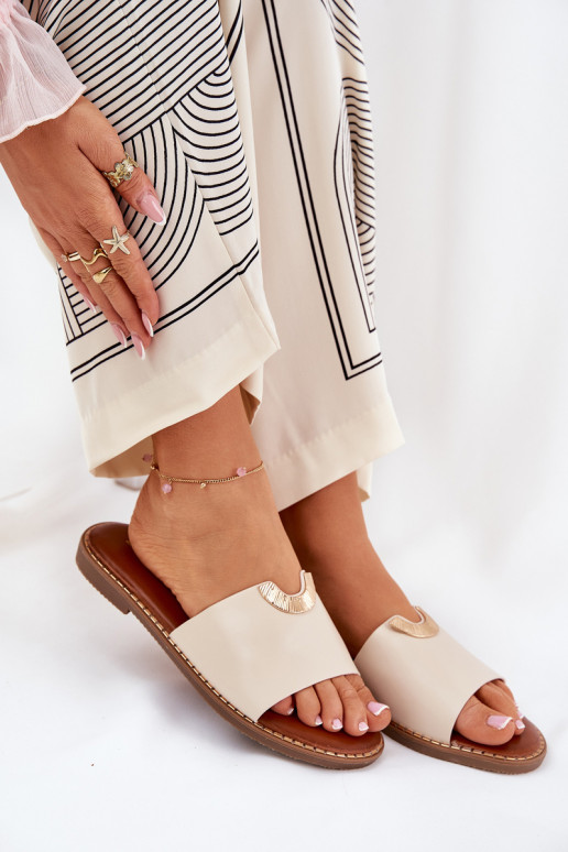 Damenhausschuhe Eko Haut Mit Dekorationeni Detalami Beige Mevith Damenhausschuhe Eko Haut Mit Dekorationeni Detalami Beige Mevith