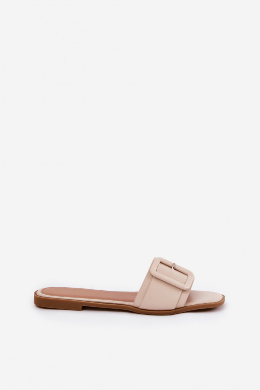 gleichschenklig Damenhausschuhe Eko Haut mit Schnallen Beige Bamma