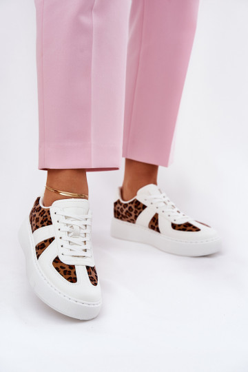 Sneaker-Modelle für Damen mit Mustern und Plattform in weißer Įjungtativira